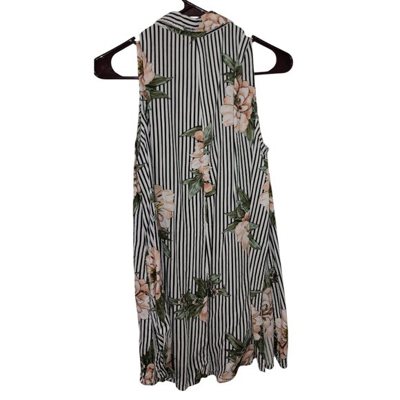 Sleeveless Floral & Stripe Button Down Blouse Collared Tunic XL By Live 4 Truth - Picture 11 of 12